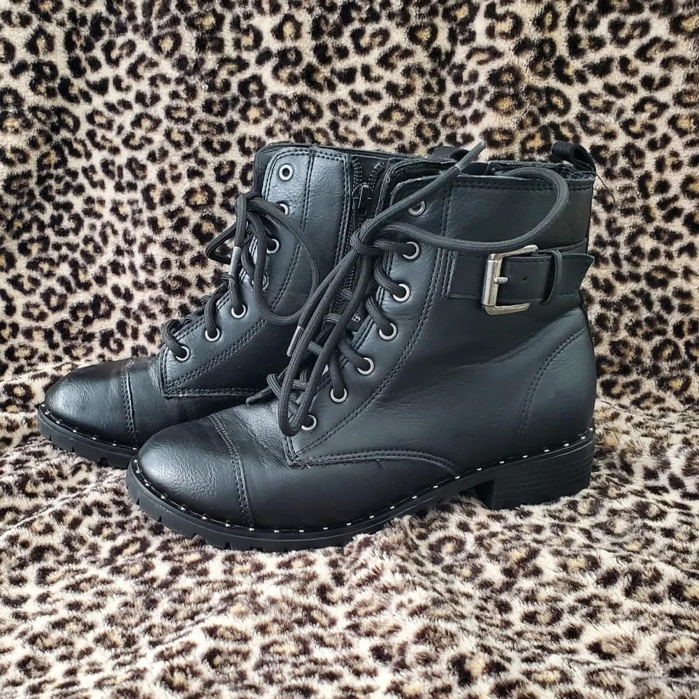 Wonder Nation Girl's Fashion Moto Combat Boots